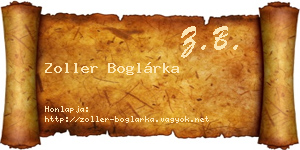 Zoller Boglárka névjegykártya